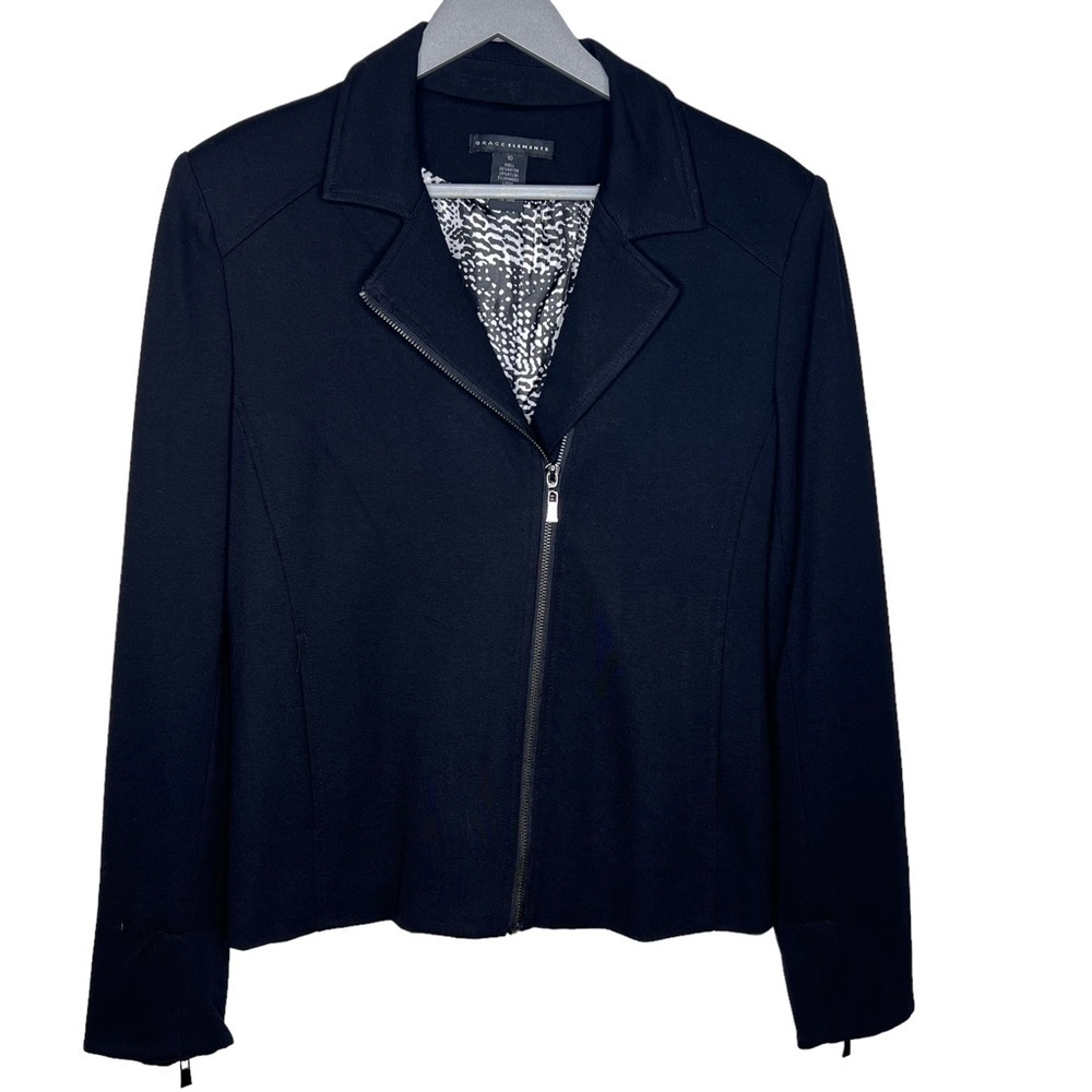 Grace Elements Black Zip Up Jacket Size 10 Zip Cu… - image 2